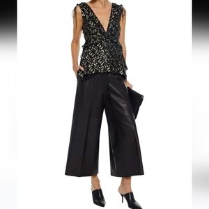 DEREK LAM 10 CROSBYRuffled metallic fil coupé silk-blend top